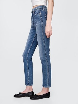 Jeans slim vintage a vita alta
