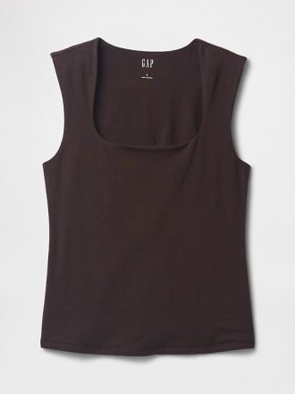 Maglia a collo quadrato in jersey a maglia stretta