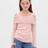 Maglia a coste morbide con spalle scoperte per bambini