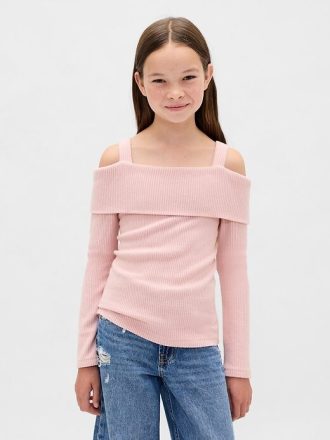 Maglia a coste morbide con spalle scoperte per bambini