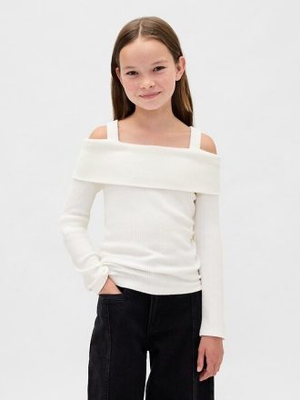 Maglia a coste morbide con spalle scoperte per bambini