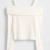 Maglia a coste morbide con spalle scoperte per bambini