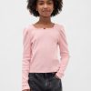 Maglia a maniche a sbuffo a coste per bambini