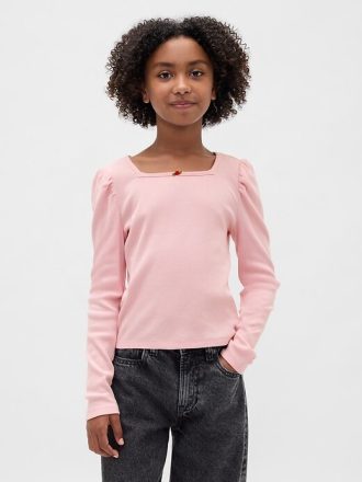 Maglia a maniche a sbuffo a coste per bambini