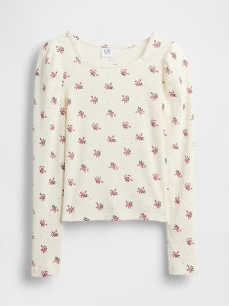 Maglia a maniche a sbuffo a coste per bambini