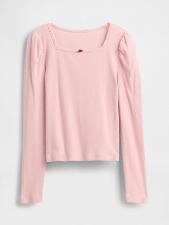 Maglia a maniche a sbuffo a coste per bambini