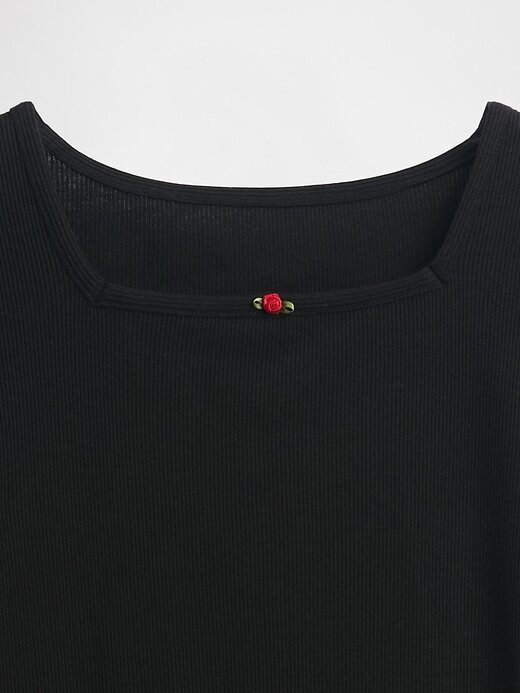 Maglia a maniche a sbuffo a coste per bambini Maglia a maniche a sbuffo a coste per bambini