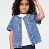 Maglia da baseball con logo in denim per neonati e bambini Maglia da baseball con logo in denim per neonati e bambini