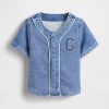 Maglia da baseball con logo in denim per neonati e bambini Maglia da baseball con logo in denim per neonati e bambini