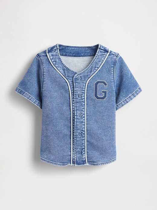 Maglia da baseball con logo in denim per neonati e bambini Maglia da baseball con logo in denim per neonati e bambini