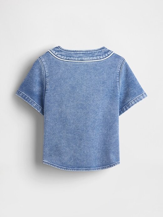 Maglia da baseball con logo in denim per neonati e bambini Maglia da baseball con logo in denim per neonati e bambini