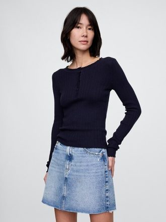 Maglia Henley in maglia traforata