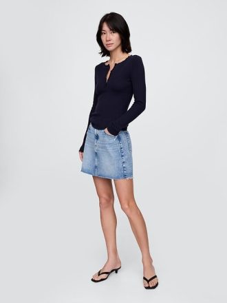 Maglia Henley in maglia traforata