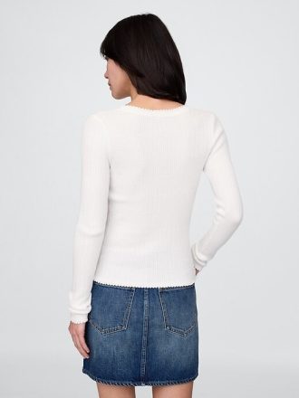 Maglia Henley in maglia traforata