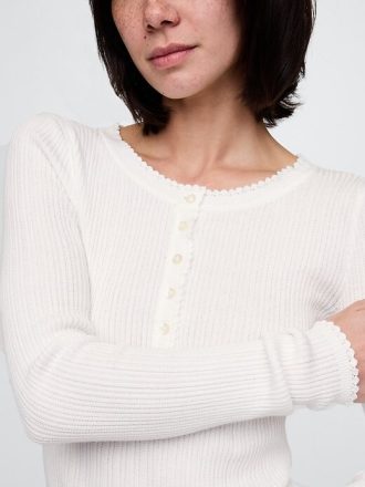 Maglia Henley in maglia traforata