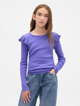 Maglietta a coste svolazzanti per bambini