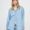 Maglietta a righe in denim per adulti Maglietta a righe in denim per adulti