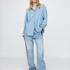 Maglietta a righe in denim per adulti Maglietta a righe in denim per adulti