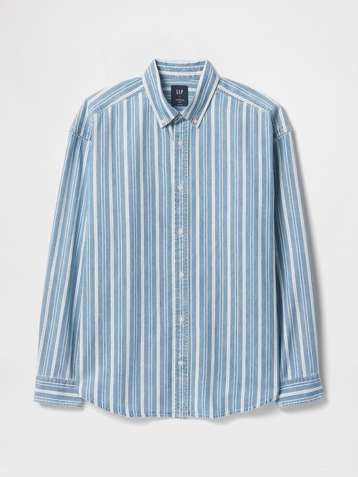 Maglietta a righe in denim per adulti Maglietta a righe in denim per adulti
