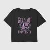 Maglietta corta squadrata con grafica e scritta “Math University” per bambine