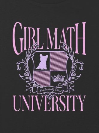 Maglietta corta squadrata con grafica e scritta “Math University” per bambine