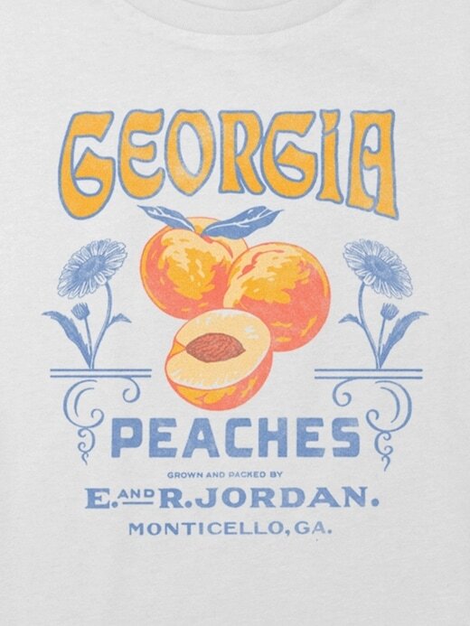 Maglietta corta squadrata con grafica Georgia Peaches per bambini Maglietta corta squadrata con grafica Georgia Peaches per bambini