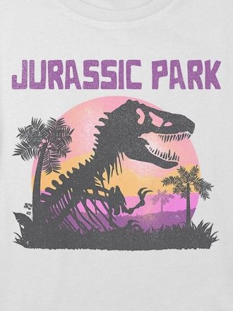 Maglietta corta squadrata con grafica Jurassic Park per bambini