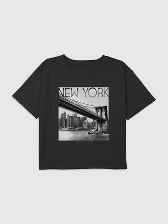Maglietta corta squadrata con grafica New York Bridge per bambini