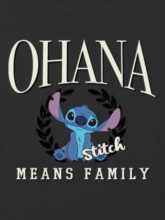 Maglietta corta squadrata grafica per bambini Lilo e Stitch Ohana Means Family