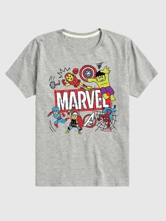 Maglietta grafica a maniche corte con motivo scarabocchio Marvel Avengers per bambini