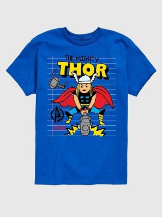 Maglietta grafica a maniche corte con motivo Thor Doodle della Marvel per bambini
