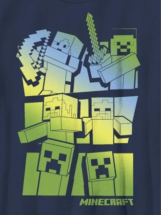 Maglietta grafica per bambini Minecraft Steve e Alex contro Mobs