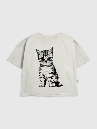 Maglietta grafica Pop Art con gattino per bambini