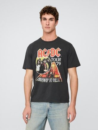 Maglietta grafica rilassata del tour AC/DC del 1979