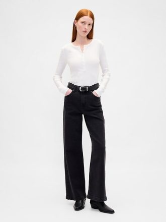 Maglietta Henley a coste moderne