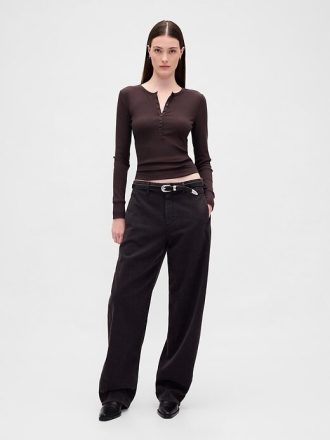 Maglietta Henley a coste moderne