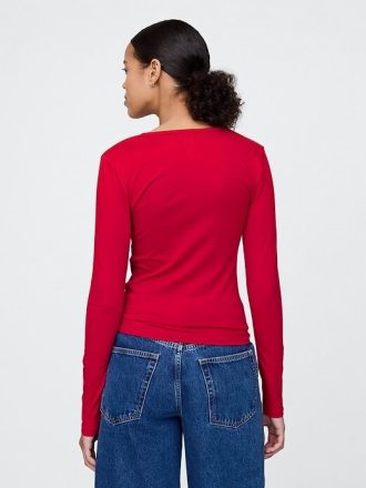 Maglietta Henley in jersey lavorato a maglia stretta
