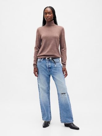 Maglione a collo alto in lana merino