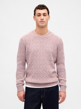 Maglione a trecce in misto lana merino