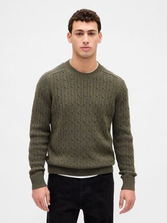 Maglione a trecce in misto lana merino