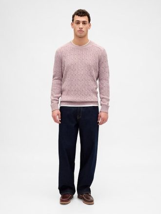 Maglione a trecce in misto lana merino
