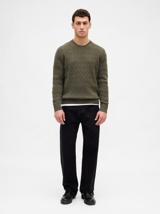 Maglione a trecce in misto lana merino