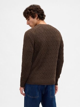 Maglione a trecce in misto lana merino