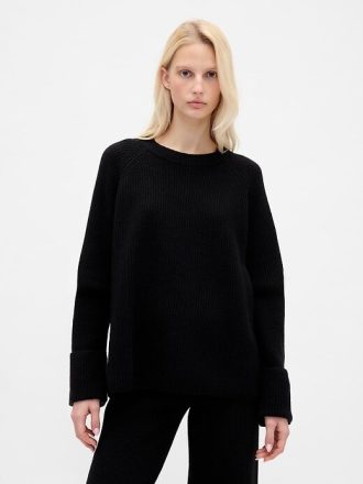 Maglione boyfriend CashSoft Shaker-Stitch