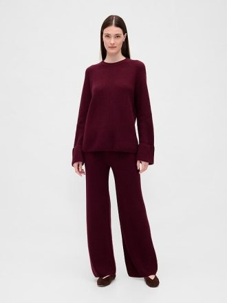 Maglione boyfriend CashSoft Shaker-Stitch