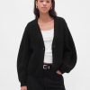 Maglione cardigan con maniche a botte