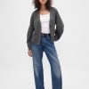 Maglione cardigan con maniche a botte