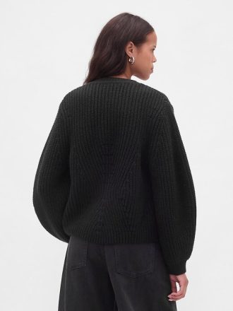 Maglione cardigan con maniche a botte