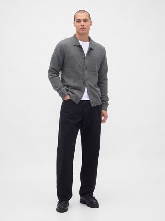 Maglione cardigan in misto lana merino