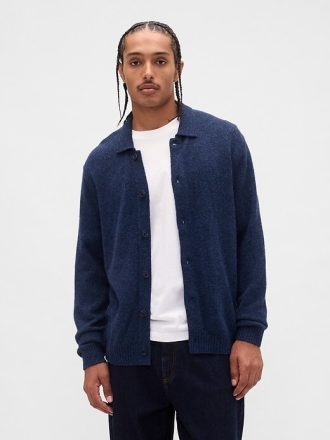Maglione cardigan in misto lana merino